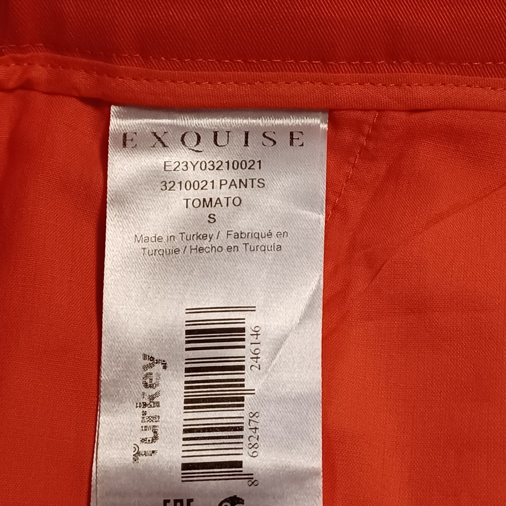 Exquise Tomato Red High Waistd Pleated Tapered Trousers Pants E23Y03210021 Small - Picture 14 of 14